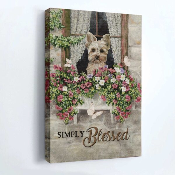 Yorkshire Terrier Dog Portrait Poster Home Decor Gift – Beautiful Flower Garden Butterfly Jesus – Perfect Gift for Yorkshire Terrier and Dog Lovers