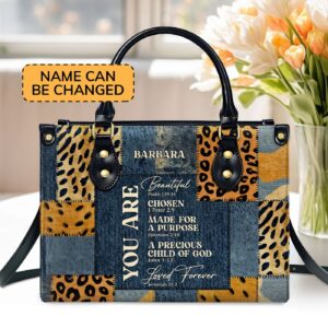 Christian Leather Handbag with Zipper - Personalized Gift for Purposeful Friends