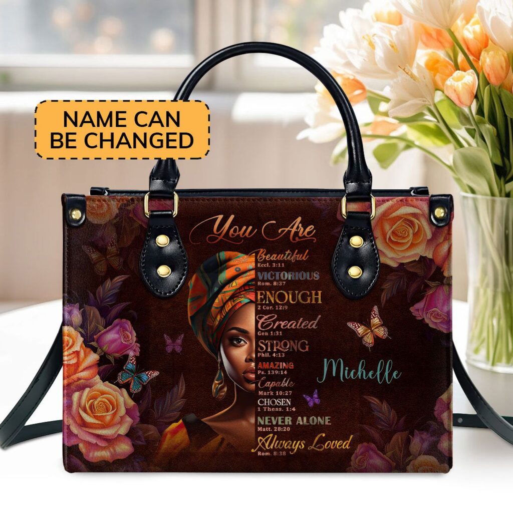 Personalized Leather Handbag with Zipper: Gift for Worship Members – You Are Never Alone Personalized Leather Handbag with Zipper: Gift for Worship Members – You Are Never Alone