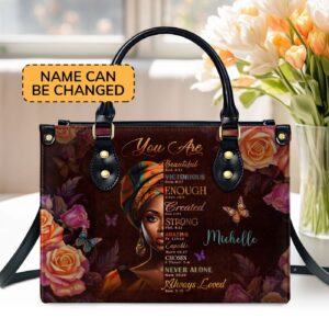 Personalized Leather Handbag with Zipper: Gift for Worship Members - You Are Never Alone